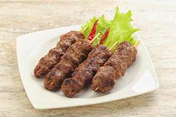 Beef kebab skewer minced meat