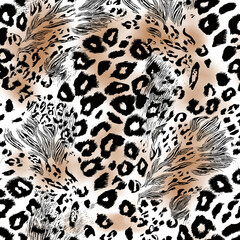 Leopard texture, monochrome hand draw leopard skin