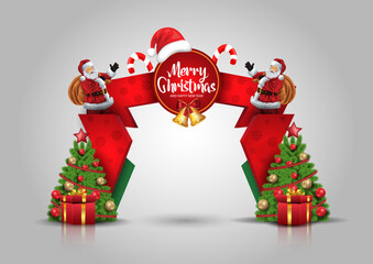 merry Christmas entrance arch design. abstract vector illustration design - obrazy, fototapety, plakaty