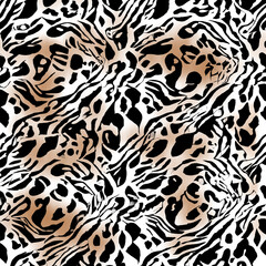 Naklejka premium Leopard texture, monochrome hand draw leopard skin