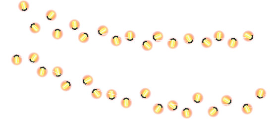 garland. Realistic design, isolated on transparent, png. Hanging decoration lamp for New Year Christmas, birthday.