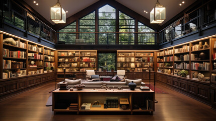 Smart Home's private library with automated bookshelves