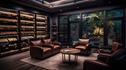 Automated cigar lounge with personalized humidor