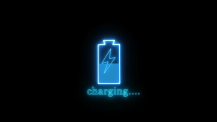 Abstract neon charging icon illustration 4k 