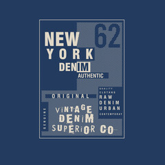 New york Denim vintage typographic poster t shirt design