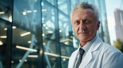 Portrait of a doctor in front of the hospital