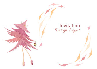Design layout of invitations for weddings, holidays, celebrations. Vector, inscription. Pink color