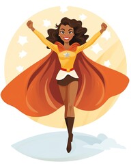 Fototapeta premium Illustration of an empowered black woman raising her fist. Generative AI. Feminism concept