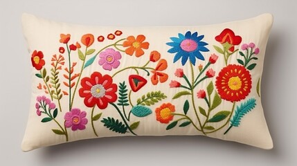 an enchanting image of a throw pillow with delicate embroidery