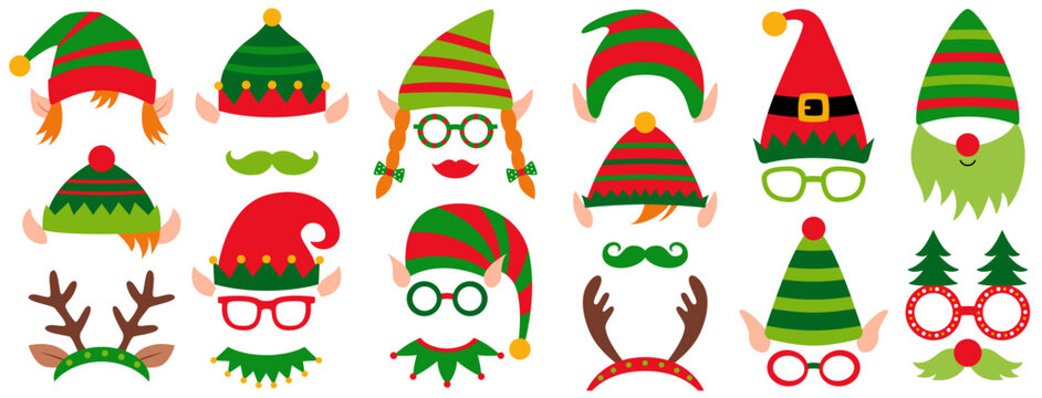 Elf hats and deer antlers, Christmas party props 