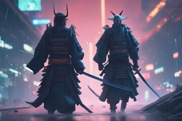 Ghost Samurai, samurai warrior bound by a ghostly curse, wearing shabby samurai armor	