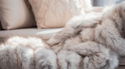 enchanting image of a faux fur blanket's close-up