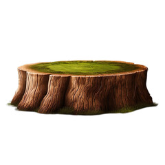 Tree wooden cutting piece isolated on transparent background.
