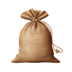 Burlap sack isolated on transparent white background.