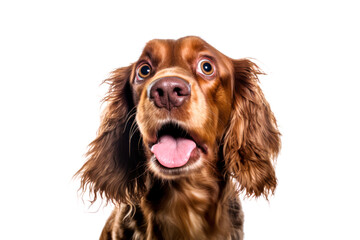 Portrait of curious Cocker Spaniel dog isolated on white background