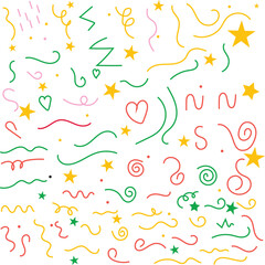 Happy positive Kids doodles, funny hand drawn set, education, kindergarden, adventure, birthday, holidays, social media, blogging illustrations