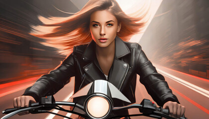 Obraz na płótnie Canvas Girl riding motorcycle