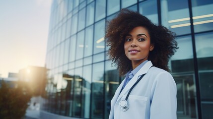 Portrait of a doctor in front of the hospital