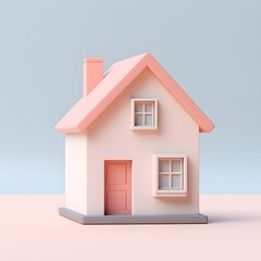 Pastel Toned 3D Isometric House Illustration