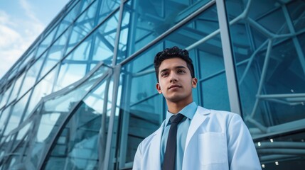 Portrait of a doctor in front of the hospital