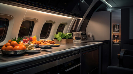 Airliner Galley State-of-the-Art Equipment Elegant Design Culinary Perfection Utter Serenity No Staff