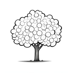 Black and White Simple Tree Illustration for Coloring