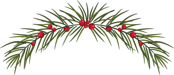 Spruce garland, wreath.Pine tree branch realistic.Christmas garland, xmas border, decor. holiday .transparent, png