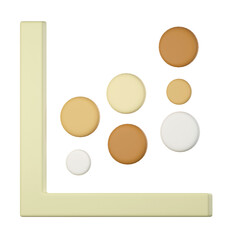 Scatter chart Planning and visualization of statistics. Isolated 3d icons, objects on a transparent background 3d illustration