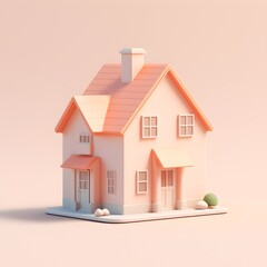 Pastel Colored 3D Isometric House Illustration