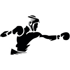illustration of a boxer punch logo - obrazy, fototapety, plakaty