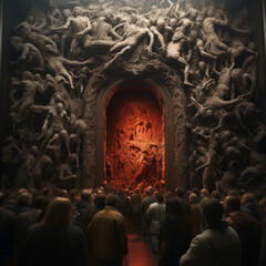 people in a theatre of the hell