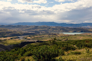 Fototapeta na wymiar Lake landscape in Torres del Paine National Park Chile