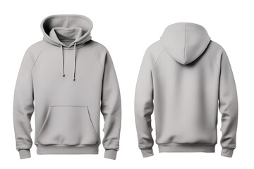 Mockup Blank grey hoodie in front and back view,  transparent background - obrazy, fototapety, plakaty
