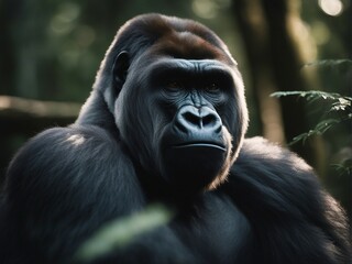 Obraz premium portrait of a big and wild male gorilla 