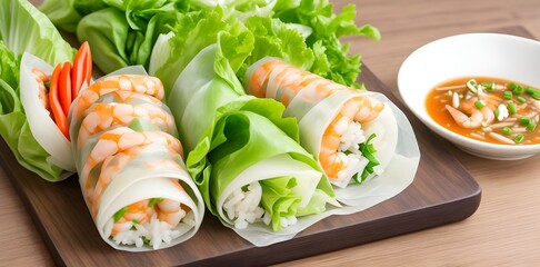 Goi Cuon fresh spring rolls, Fresh vegetables rolls