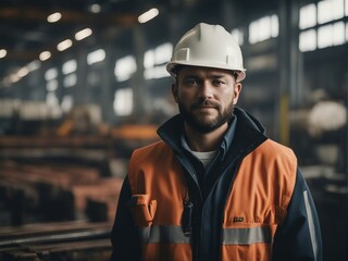 Portrait of worker working in shipbuilding

