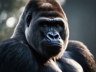 Obraz premium portrait of a big and wild male gorilla 