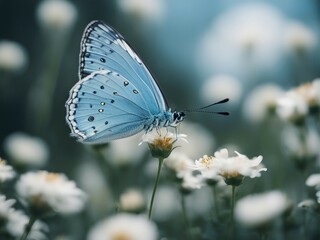 Naklejka premium blue color butterfly, isolated white background