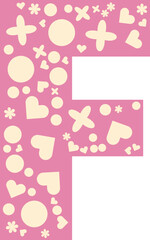Alphabet heart bloom display, Valentine love pink letter F uppercase