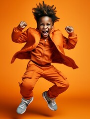 Young african kid dressed in sportswear clearly active and full of energy