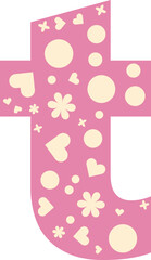 Alphabet heart bloom display, Valentine love pink letter t lowercase