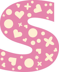 Alphabet heart bloom display, Valentine love pink letter s lowercase