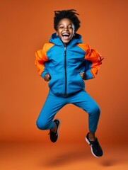 Young african kid dressed in sportswear clearly active and full of energy