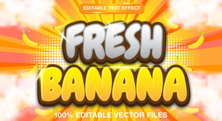 Fresh Banana 3d editable text effect template suitable for sweet food menu themes