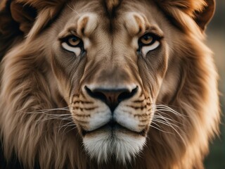 close up view of male lion portrait

