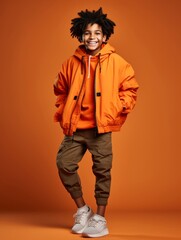 Young african kid dressed in sportswear clearly active and full of energy