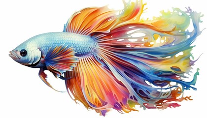 Siamese fighting fish on a white background. Colorful and bright, Capture the moving moment of red-blue siamese fighting fish isolated on white background. Betta fish.