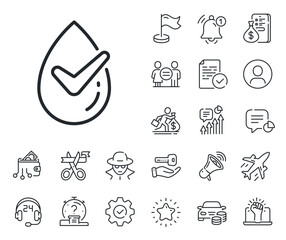 Organic approved sign. Salaryman, gender equality and alert bell outline icons. Dermatologically tested line icon. No synthetic symbol. Dermatologically tested line sign. Vector
