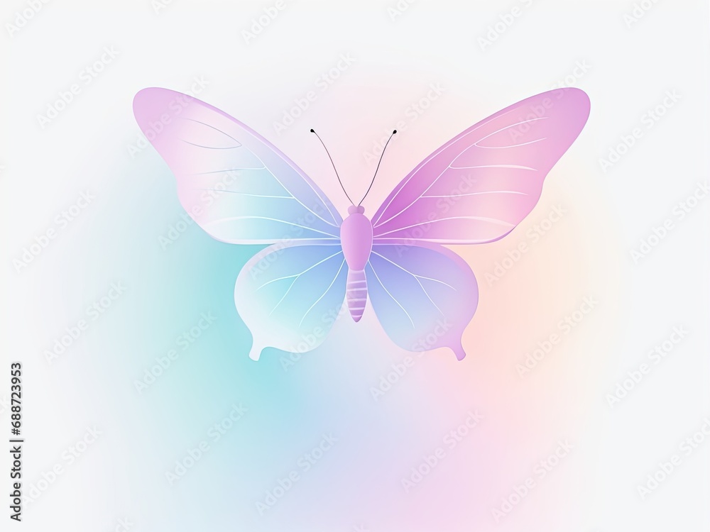 Wall mural pastel-colored, abstract blur gradient butterfly shape, ideal for social media posts, banners, poste