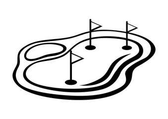 Golf field illustration. Sport club item or symbol.